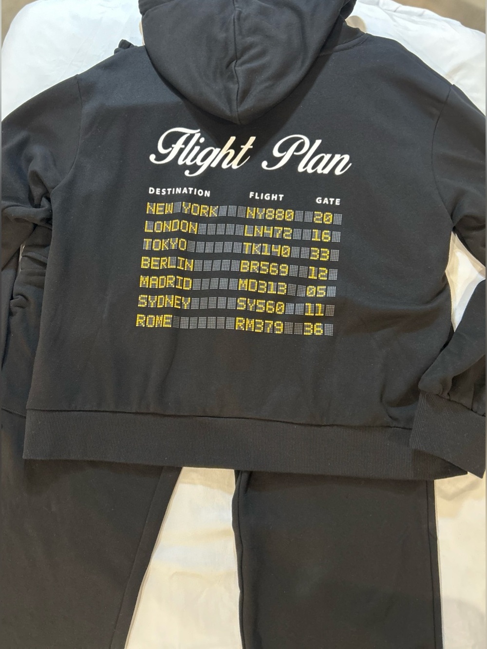 Fashion Nova Black Flight Plan Graphic Crewneck 2 pc outfit